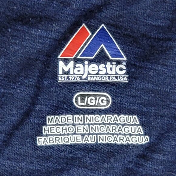 MLB Majestic New York Yankees Raglan Blue Grey Baseball Shirt - L - Picture 6 of 6